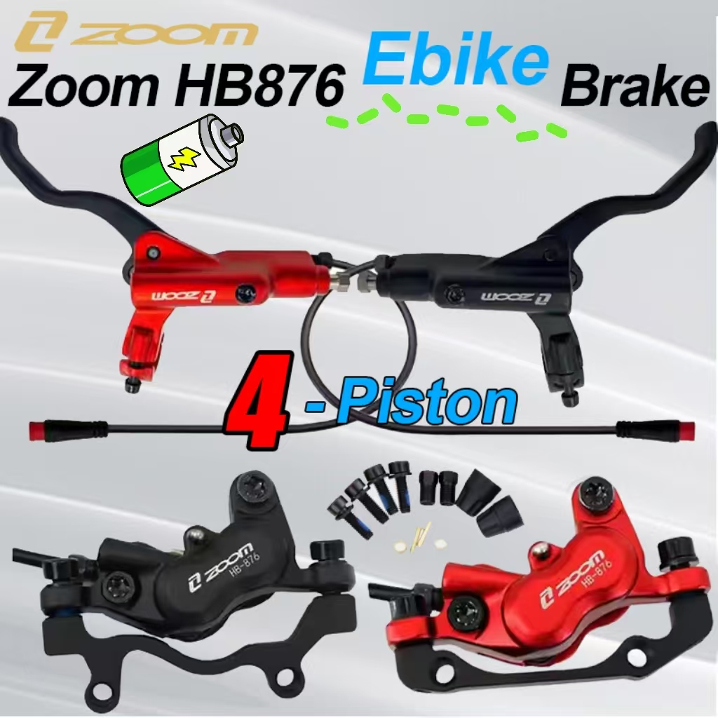 Zoom Hydraulic Brake 4 Piston E-Scooter - ZOOM HB-876E E-bike Set Rem Cakram